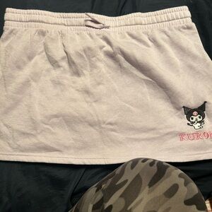 Kuromi Embroidered Skirt in Light Pink